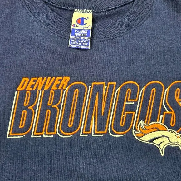 Champion Vintage Denver Broncos Sweatshirt Pullover, Extra Large XL Embroidered