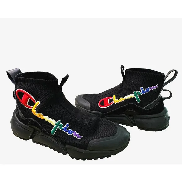 Champion Youth RF Mid Top Pull On Sneakers Rainbow Sneakers Boys US 5.5/EU 38