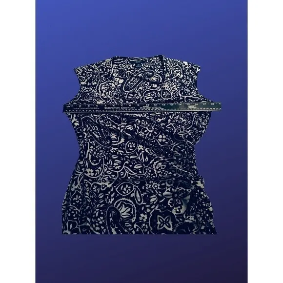 CHAPS by RALPH LAUREN Surplice Wrap Dress, CAP SLEEVE, Navy/White, Size S, NWOT