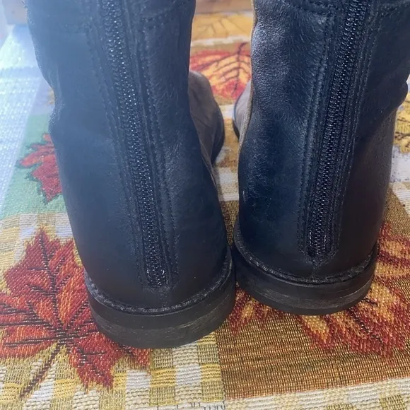 Charcoal Open-Toe Knee-High Boots