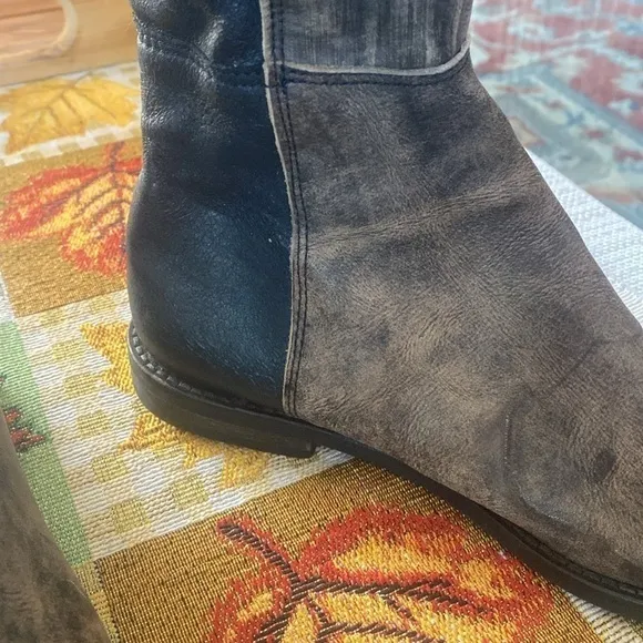 Charcoal Open-Toe Knee-High Boots