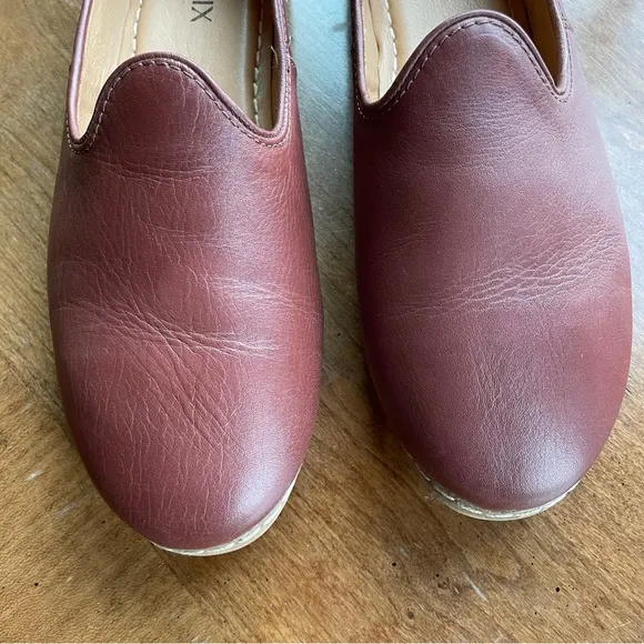 Charix Comfort Travel Office Men's Bordeaux Leather Slip-On Shoes size 10.5-11