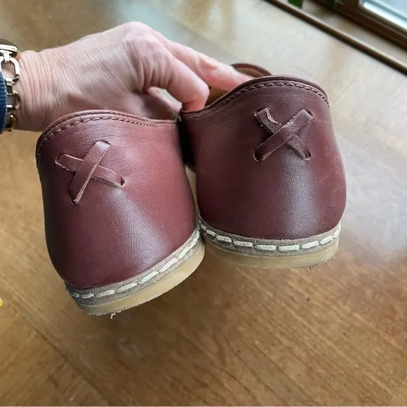 Charix Comfort Travel Office Men's Bordeaux Leather Slip-On Shoes size 10.5-11