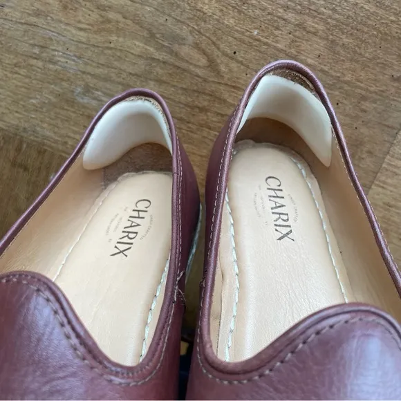 Charix Comfort Travel Office Men's Bordeaux Leather Slip-On Shoes size 10.5-11