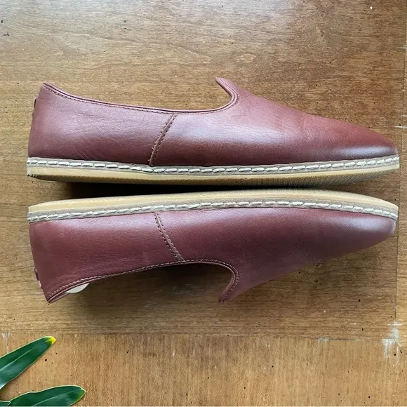 Charix Comfort Travel Office Men's Bordeaux Leather Slip-On Shoes size 10.5-11