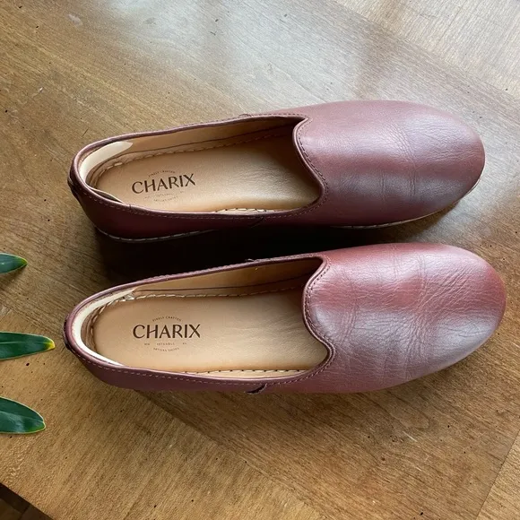 Charix Comfort Travel Office Men's Bordeaux Leather Slip-On Shoes size 10.5-11