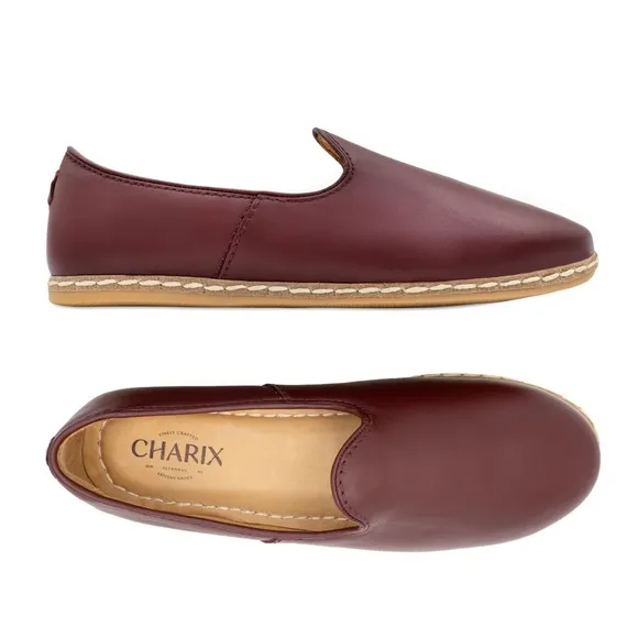 Charix Comfort Travel Office Men's Bordeaux Leather Slip-On Shoes size 10.5-11