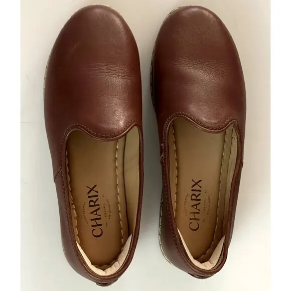 Charix | Women’s Cognac Slip-On Leather Shoes