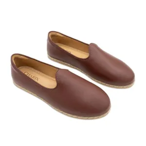 Charix | Women’s Cognac Slip-On Leather Shoes