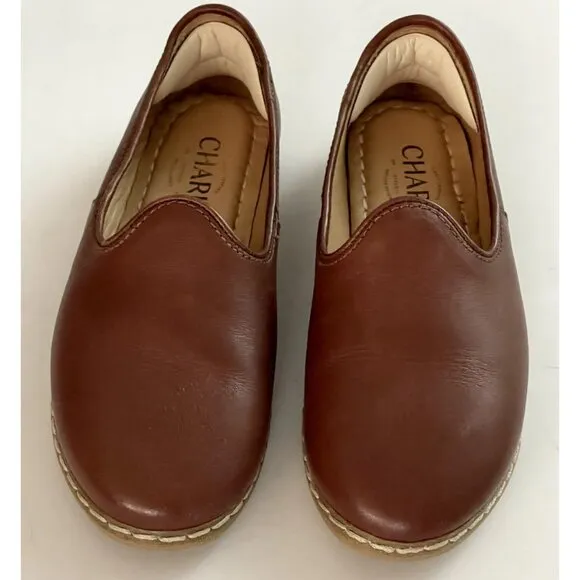 Charix | Women’s Cognac Slip-On Leather Shoes