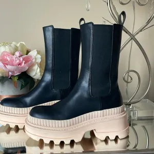 CHARLES &amp; KEITH Leather Black Boots