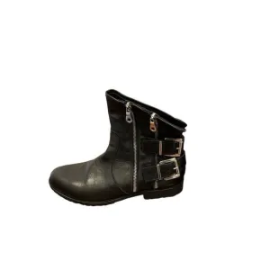 Charles David Black leather Combat Boots Sz10 NWT