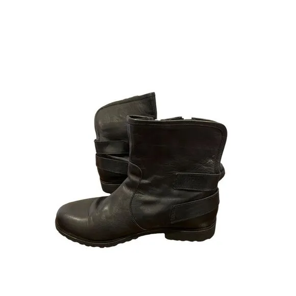 Charles David Black leather Combat Boots Sz10 NWT