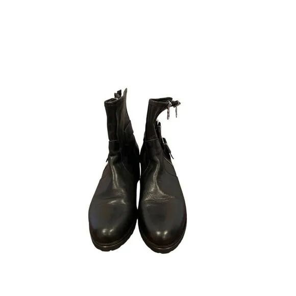 Charles David Black leather Combat Boots Sz10 NWT