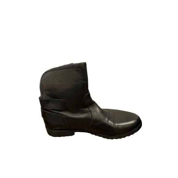 Charles David Black leather Combat Boots Sz10 NWT