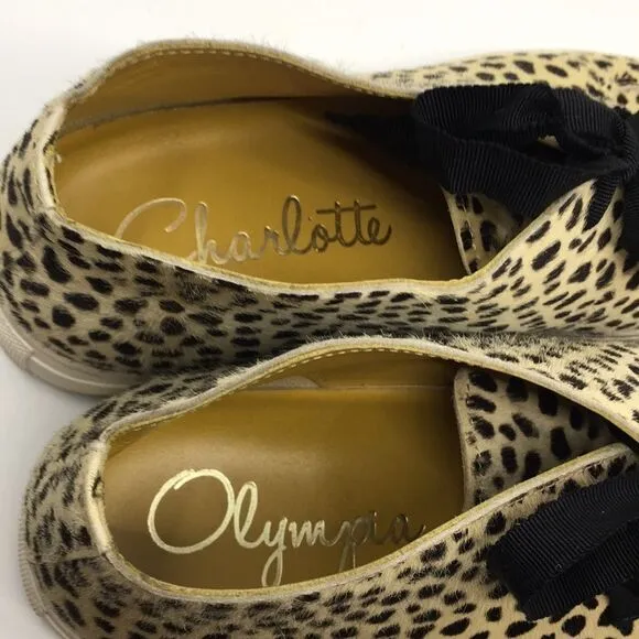 Charlotte Olympia Trista Leopard Calf Hair on Hide Shoes Sneakers EU 38 US 7.5