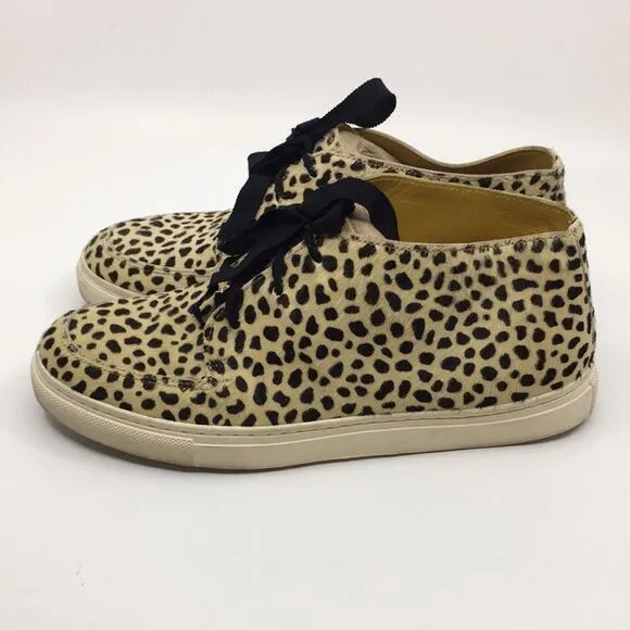 Charlotte Olympia Trista Leopard Calf Hair on Hide Shoes Sneakers EU 38 US 7.5