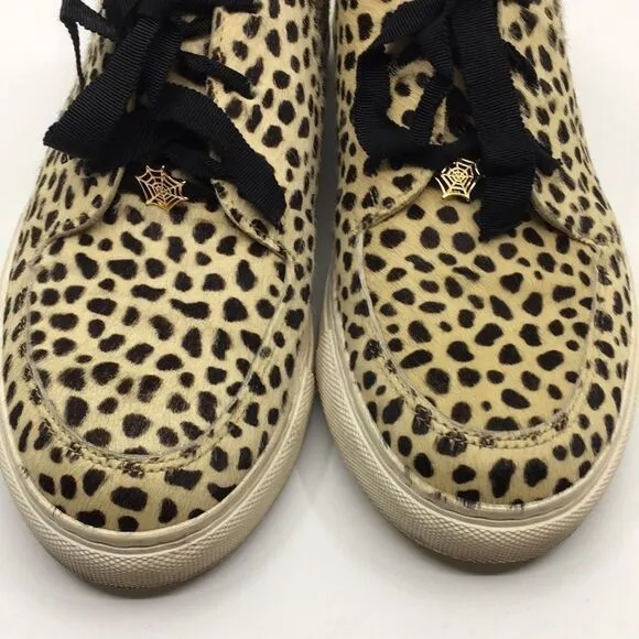 Charlotte Olympia Trista Leopard Calf Hair on Hide Shoes Sneakers EU 38 US 7.5