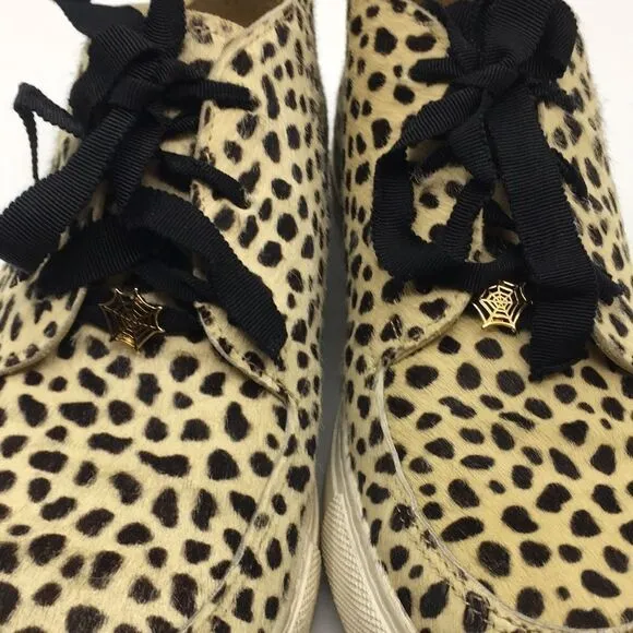 Charlotte Olympia Trista Leopard Calf Hair on Hide Shoes Sneakers EU 38 US 7.5