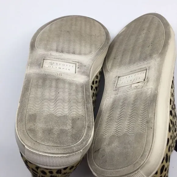 Charlotte Olympia Trista Leopard Calf Hair on Hide Shoes Sneakers EU 38 US 7.5