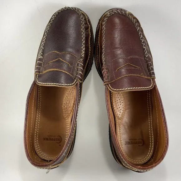 Chippewa Bison Leather Loafers Brown Mens Size 13 Shoes D Slip-Ons Vibram 36708