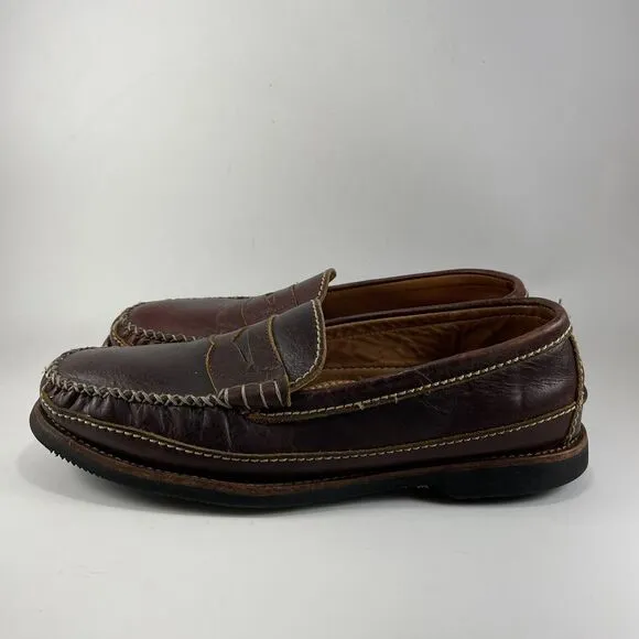 Chippewa Bison Leather Loafers Brown Mens Size 13 Shoes D Slip-Ons Vibram 36708