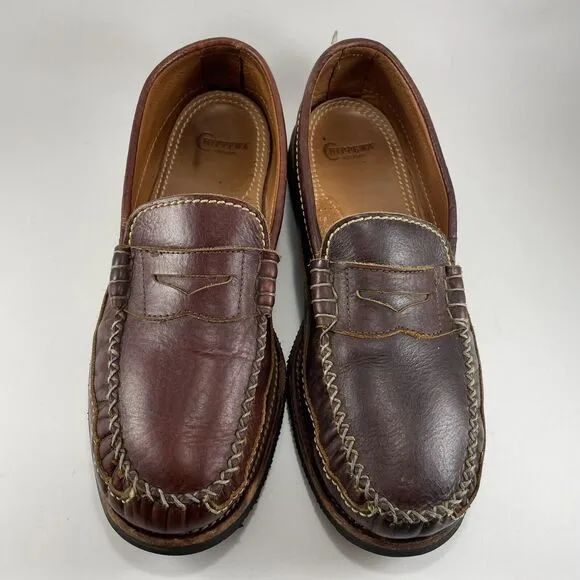 Chippewa Bison Leather Loafers Brown Mens Size 13 Shoes D Slip-Ons Vibram 36708