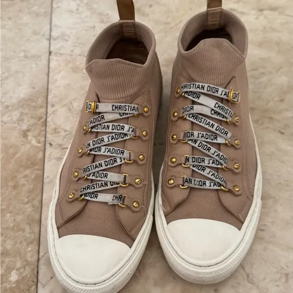 Christian Dior Beige High-Top Sneakers