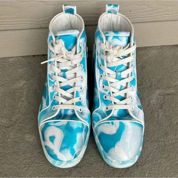 Christian Louboutin Blue White High Top Sneakers 🔥