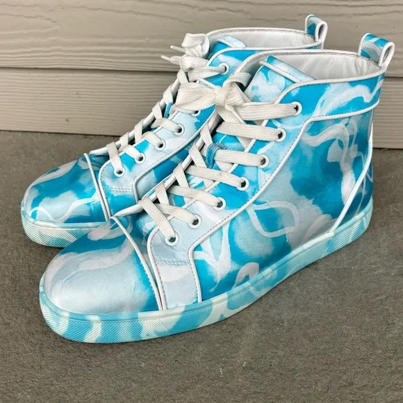 Christian Louboutin Blue White High Top Sneakers 🔥