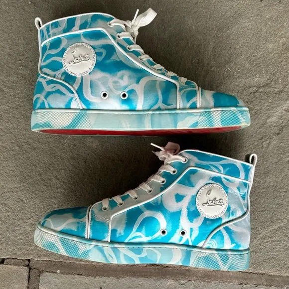 Christian Louboutin Blue White High Top Sneakers 🔥