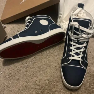 Christian Louboutin Men's High-Top Sneakers - Navy and White size 46