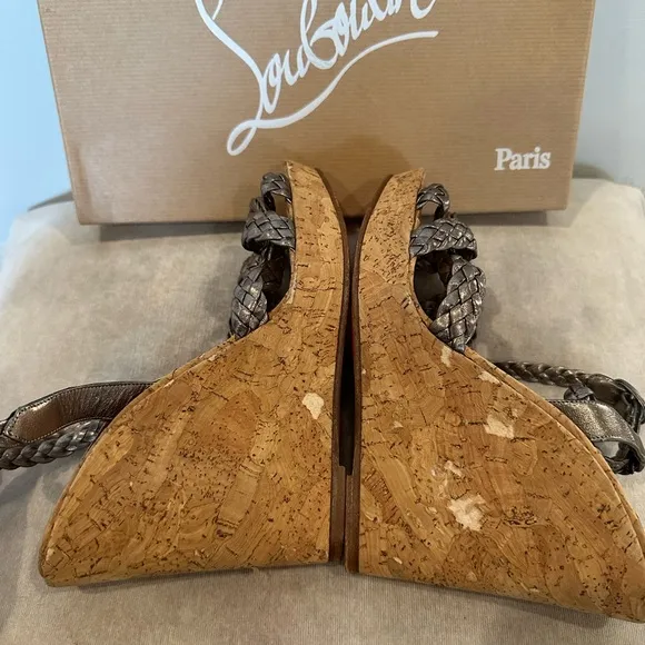 Christian Louboutin Metallic Wedge Sandals