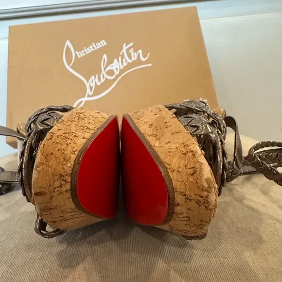 Christian Louboutin Metallic Wedge Sandals