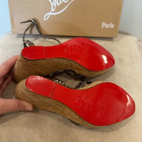 Christian Louboutin Metallic Wedge Sandals