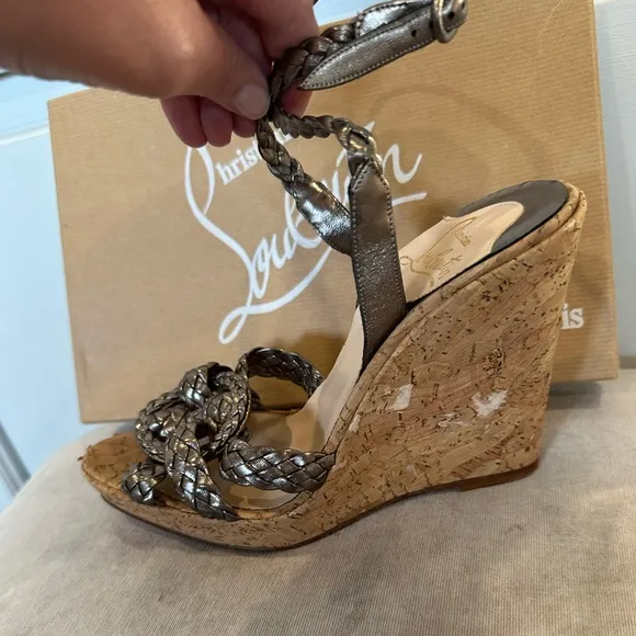 Christian Louboutin Metallic Wedge Sandals