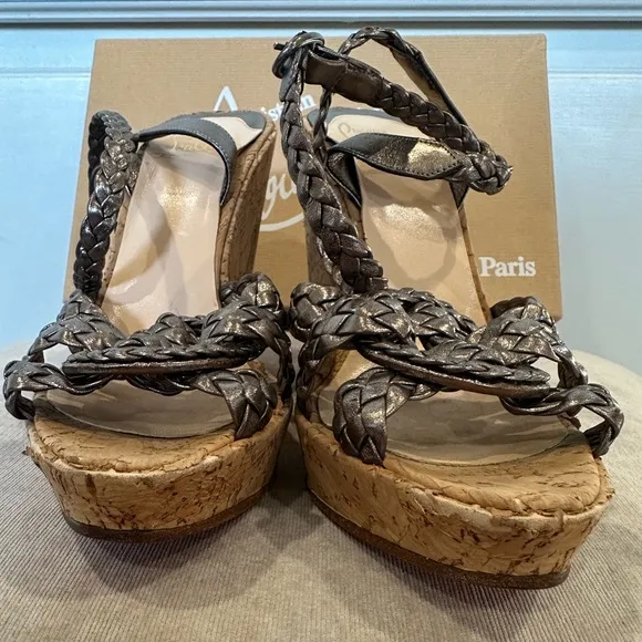Christian Louboutin Metallic Wedge Sandals