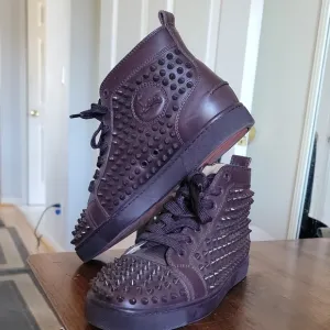Christian LOUBOUTIN Stylish Purple High-Top Sneakers