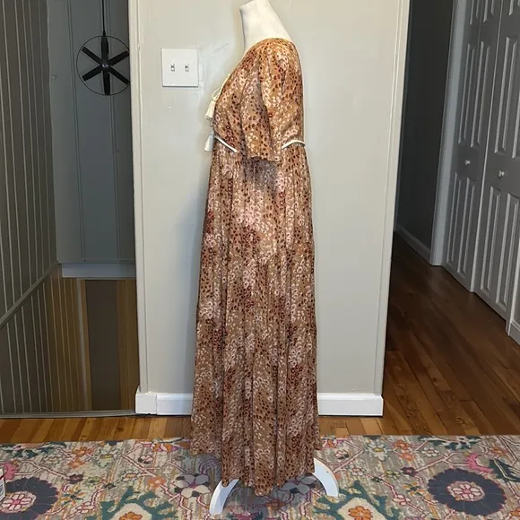 Christy Dawn Paloma Tassel Dress Rust Floral Garden New Size XS/S
