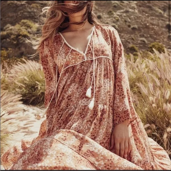 Christy Dawn Paloma Tassel Dress Rust Floral Garden New Size XS/S