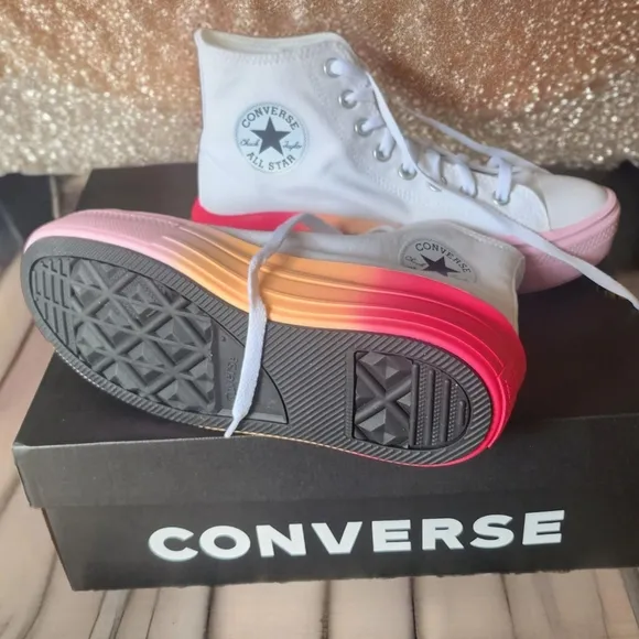 CHUCK TAYLOR ALL STAR MOVE PLATFORM BRIGHT OMBRE HIGH TOP SNEAKERS LIKE NEW
