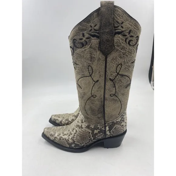 circle g by corral womens 6M python snip toe 14&quot; cowgirl boots L5698