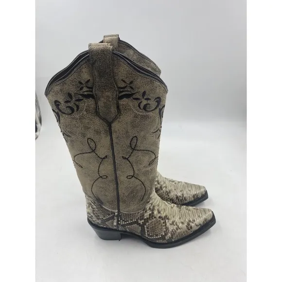 circle g by corral womens 6M python snip toe 14&quot; cowgirl boots L5698