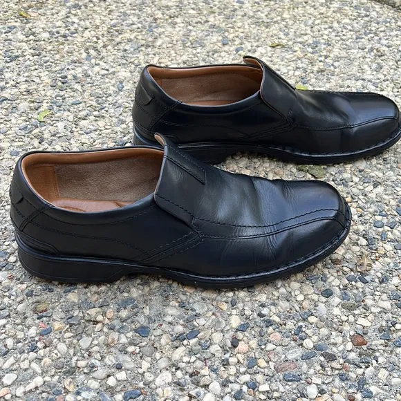 Clarks Black Leather Slip-On Shoes Size 15M