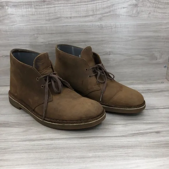 Clarks Boots Mens 10 M Brown Leather Chukka Ankle Boots