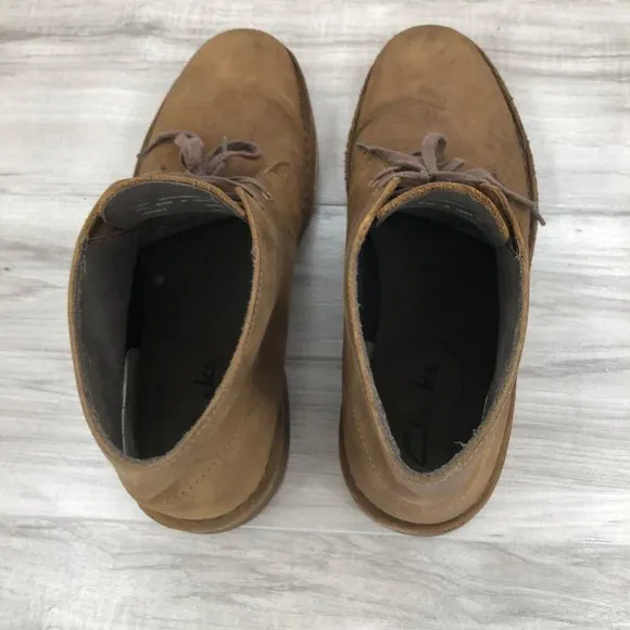 Clarks Boots Mens 10 M Brown Leather Chukka Ankle Boots