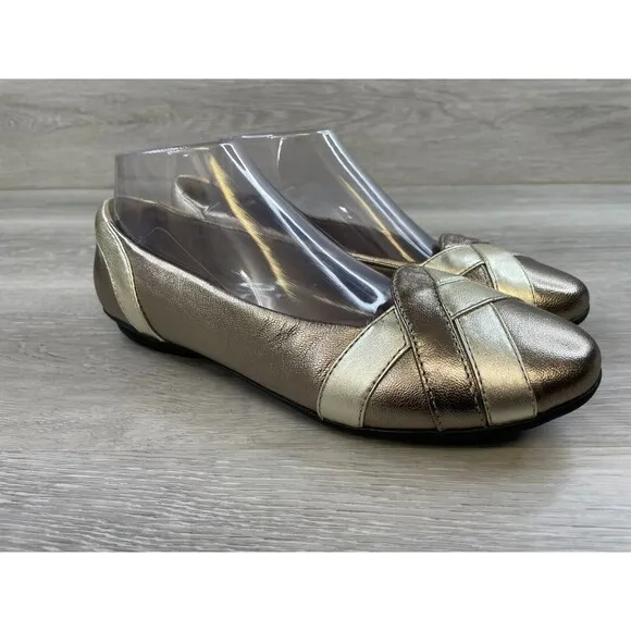 Clarks Gracelin Mia 26150920 Women's US 8.5W Gold Leather Slip-On Ballet Flat