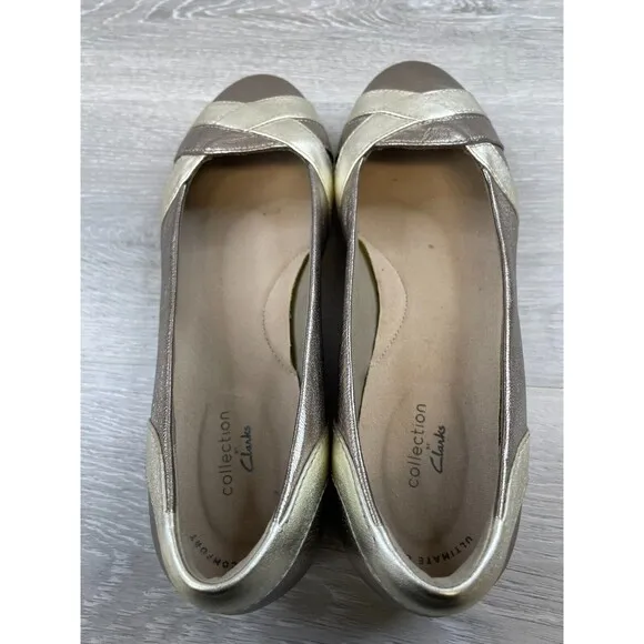 Clarks Gracelin Mia 26150920 Women's US 8.5W Gold Leather Slip-On Ballet Flat