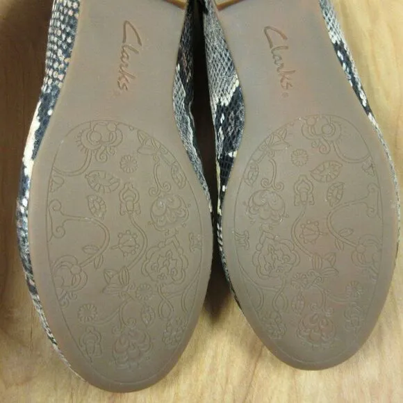 CLARKS Indigo Multicolor Ballet Flats Womens Size 8 Faux Snakeskin Slip On Shoes