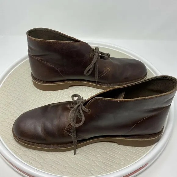 Clarks Men Desert Boots 11 Brown Leather Lace Up Ankle Boot Shoes Distressed
